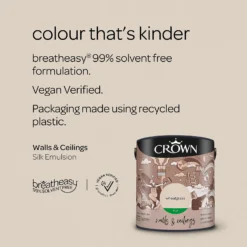 Crown Walls & Ceilings Silk Emulsion Wheatgrass - 2.5L 15 Crown Walls & Ceilings Silk Emulsion Wheatgrass - 2.5L -Crown 12804276 8214966161176553