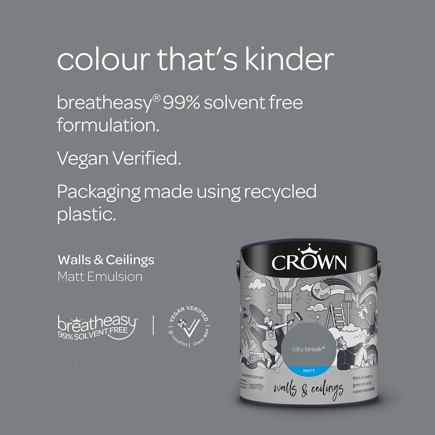 Crown Walls & Ceilings Matt Emulsion City Break - 2.5L 7 Crown Walls & Ceilings Matt Emulsion City Break - 2.5L - Image 5