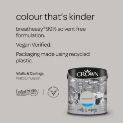 Crown Walls & Ceilings Matt Emulsion Cloud Burst - 2.5L -Crown 12804351 1054969531093794