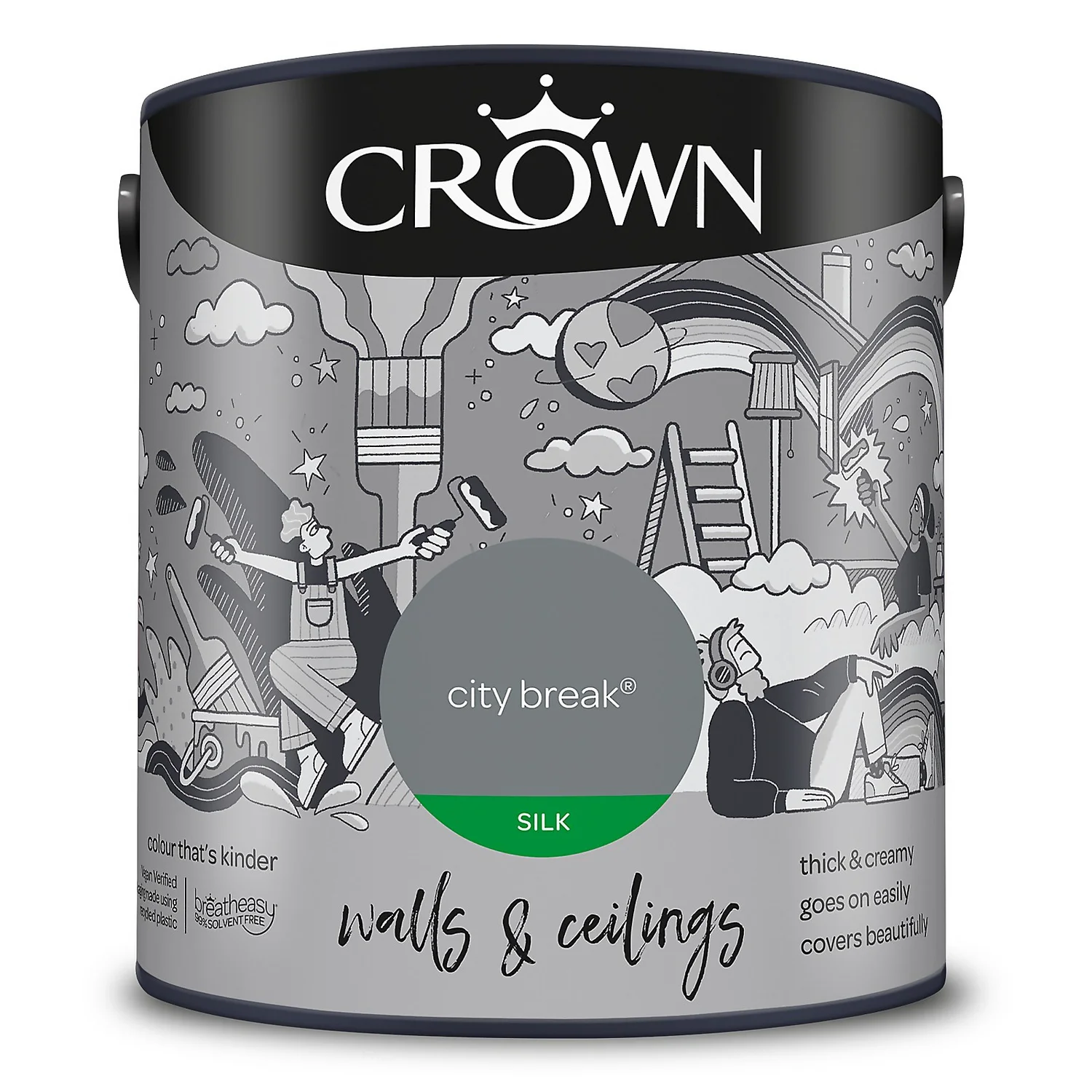 Crown Walls & Ceilings Silk Emulsion Paint City Break - 2.5L 11 Crown Walls & Ceilings Silk Emulsion Paint City Break - 2.5L - Image 9