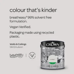 Crown Walls & Ceilings Silk Emulsion Paint Spotlight - 2.5L -Crown 12804356 1284966162741461
