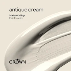 Crown Walls & Ceilings Matt Emulsion Paint Antique Cream - 5L 17 Crown Walls & Ceilings Matt Emulsion Paint Antique Cream - 5L -Crown 12804368 1254969532437908