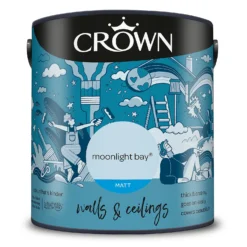 Crown Walls & Ceilings Matt Emulsion Paint Moonlight Bay - 2.5L -Crown 12804412 1464969532551428
