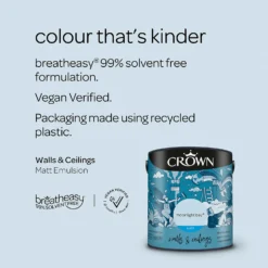 Crown Walls & Ceilings Matt Emulsion Paint Moonlight Bay - 2.5L -Crown 12804412 1934969532286888
