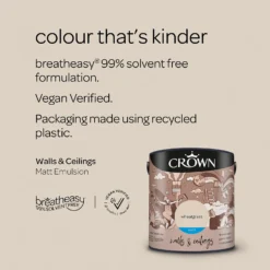 Crown Walls & Ceilings Matt Emulsion Wheatgrass - 2.5L -Crown 12804856 1054960448327121