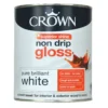 Crown Non Drip Gloss Paint Pure Brilliant White - 750ml -Crown 12804915 1114842796196673
