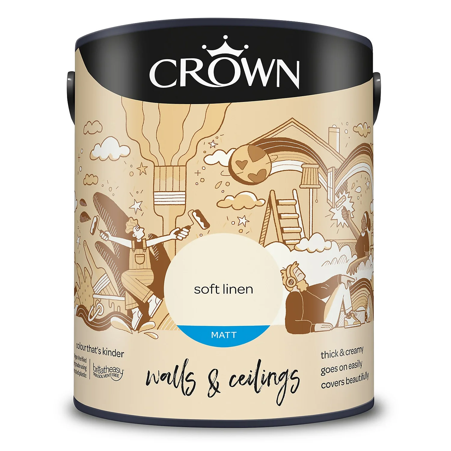 Crown Walls & Ceilings Matt Emulsion Soft Linen - 5L 11 Crown Walls & Ceilings Matt Emulsion Soft Linen - 5L - Image 9