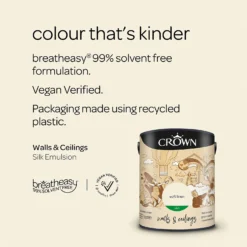Crown Walls & Ceilings Silk Emulsion Paint Soft Linen - 5L 15 Crown Walls & Ceilings Silk Emulsion Paint Soft Linen - 5L -Crown 12805864 1654966167929727