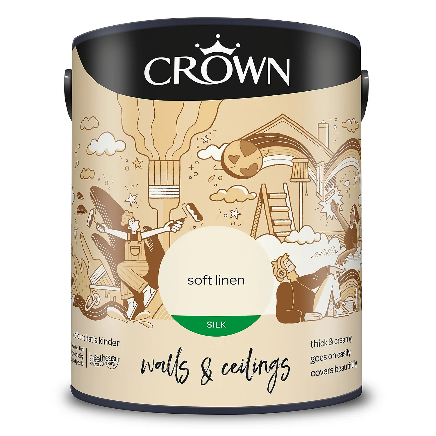 Crown Walls & Ceilings Silk Emulsion Paint Soft Linen - 5L 11 Crown Walls & Ceilings Silk Emulsion Paint Soft Linen - 5L - Image 9