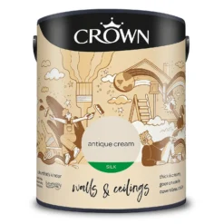 Crown Walls & Ceilings Silk Emulsion Paint Antique Cream - 5L 19 Crown Walls & Ceilings Silk Emulsion Paint Antique Cream - 5L -Crown 12806317 1094966163052126