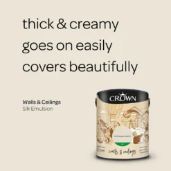 Crown Walls & Ceilings Silk Emulsion Paint Antique Cream - 5L 14 Crown Walls & Ceilings Silk Emulsion Paint Antique Cream - 5L -Crown 12806317 3994966162616007