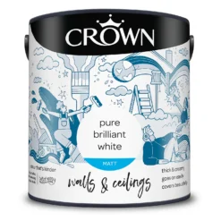 Crown Walls & Ceilings Matt Emulsion Paint Pure Brilliant White - 2.5L 15 Crown Walls & Ceilings Matt Emulsion Paint Pure Brilliant White - 2.5L -Crown 12807515 1645001928468155