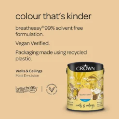 Crown Walls & Ceilings Matt Emulsion Paint Egyptian Sand - 5L -Crown 12807742 2034969531626732