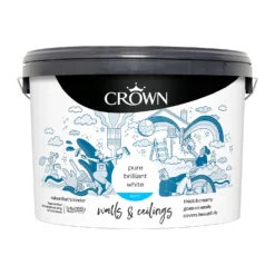 Crown Walls & Ceilings Matt Emulsion Paint Pure Brilliant White - 10L -Crown 12809373 1485001928269417