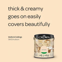 Crown Walls & Ceilings Silk Emulsion Soft Cream - 2.5L -Crown 12809456 1024966162595202