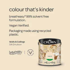 Crown Walls & Ceilings Silk Emulsion Paint Magnolia - 2.5L 15 Crown Walls & Ceilings Silk Emulsion Paint Magnolia - 2.5L -Crown 12809536 5464966163385972