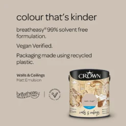 Crown Walls & Ceilings Matt Emulsion Paint East Village - 2.5L -Crown 12809662 1164969531130169