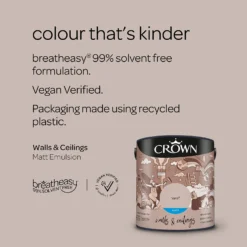 Crown Walls & Ceilings Matt Emulsion Paint Hare - 2.5L -Crown 12809667 6294969531080897