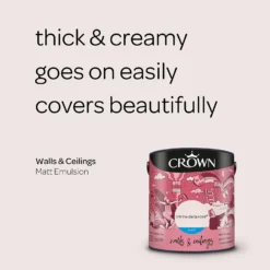 Crown Breatheasy Matt Standard Emulsion Paint Creme De La Rose - 2.5L -Crown 12809679 1444969531015338
