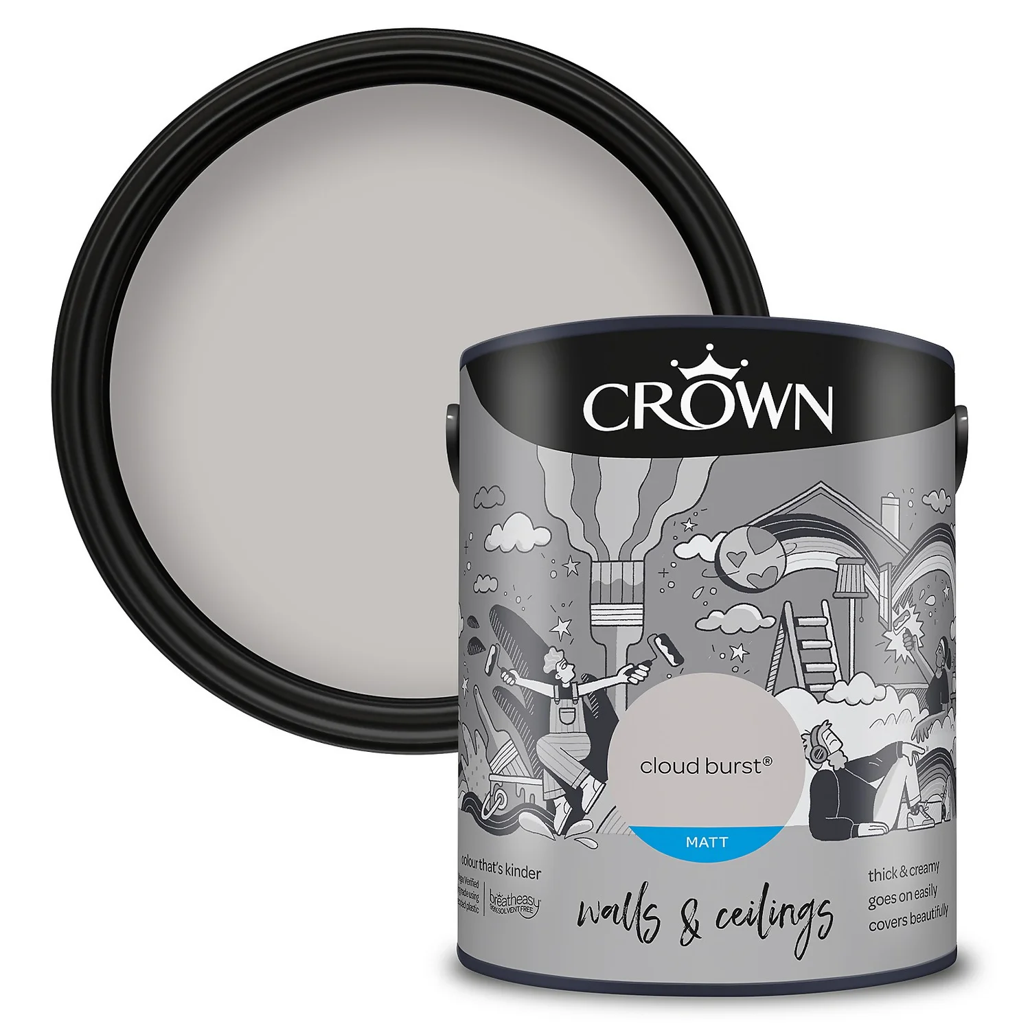 Crown Walls & Ceilings Matt Emulsion Cloud Burst - 5L 3 Crown Walls & Ceilings Matt Emulsion Cloud Burst - 5L