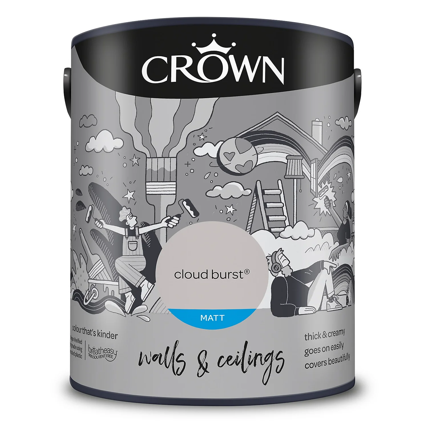 Crown Walls & Ceilings Matt Emulsion Cloud Burst - 5L 11 Crown Walls & Ceilings Matt Emulsion Cloud Burst - 5L - Image 9