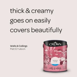 Crown Breatheasy Matt Standard Emulsion Paint Creme De La Rose - 5L -Crown 12809689 2894999803254280