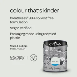 Crown Breatheasy Matt Standard Emulsion Paint Seldom Seen - 5L -Crown 12809691 7414969532303979