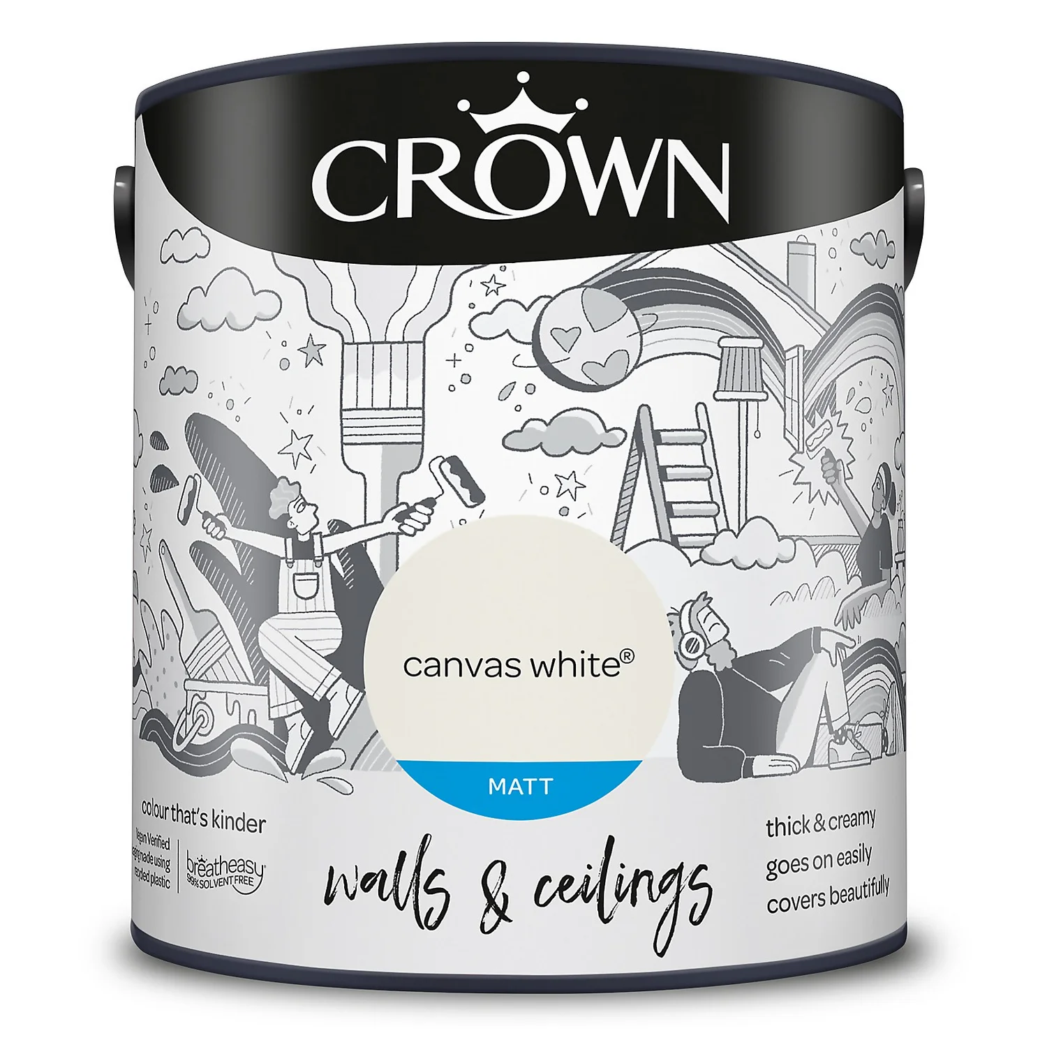 Crown Walls & Ceilings Matt Emulsion Paint Canvas White - 2.5L 11 Crown Walls & Ceilings Matt Emulsion Paint Canvas White - 2.5L - Image 9
