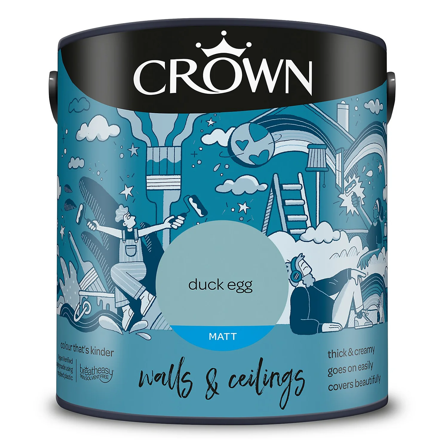 Crown Walls & Ceilings Matt Emulsion Paint Duck Egg - 2.5L 11 Crown Walls & Ceilings Matt Emulsion Paint Duck Egg - 2.5L - Image 9