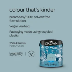 Crown Walls & Ceilings Matt Emulsion Paint Duck Egg - 2.5L 15 Crown Walls & Ceilings Matt Emulsion Paint Duck Egg - 2.5L -Crown 12809698 8524977315208176