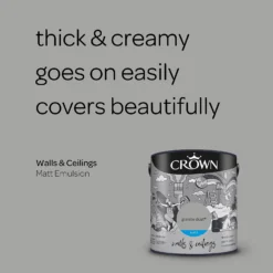 Crown Walls & Ceilings Matt Emulsion Paint Granite Dust - 2.5L -Crown 12809701 1494969532763933