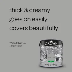 Crown Walls & Ceilings Silk Emulsion Paint Granite Dust - 2.5L 14 Crown Walls & Ceilings Silk Emulsion Paint Granite Dust - 2.5L -Crown 12809705 1984966163348289