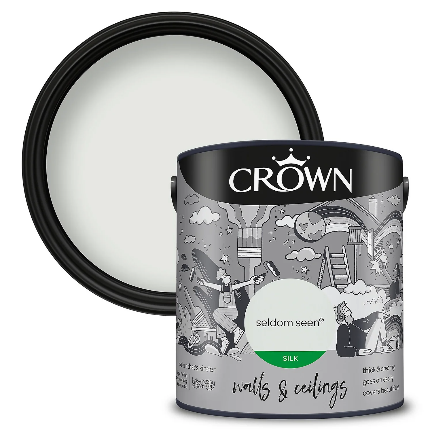 Crown Walls & Ceilings Silk Emulsion Paint Seldom Seen - 2.5L 3 Crown Walls & Ceilings Silk Emulsion Paint Seldom Seen - 2.5L