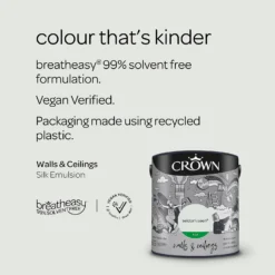 Crown Walls & Ceilings Silk Emulsion Paint Seldom Seen - 2.5L 15 Crown Walls & Ceilings Silk Emulsion Paint Seldom Seen - 2.5L -Crown 12809795 5294966162698279