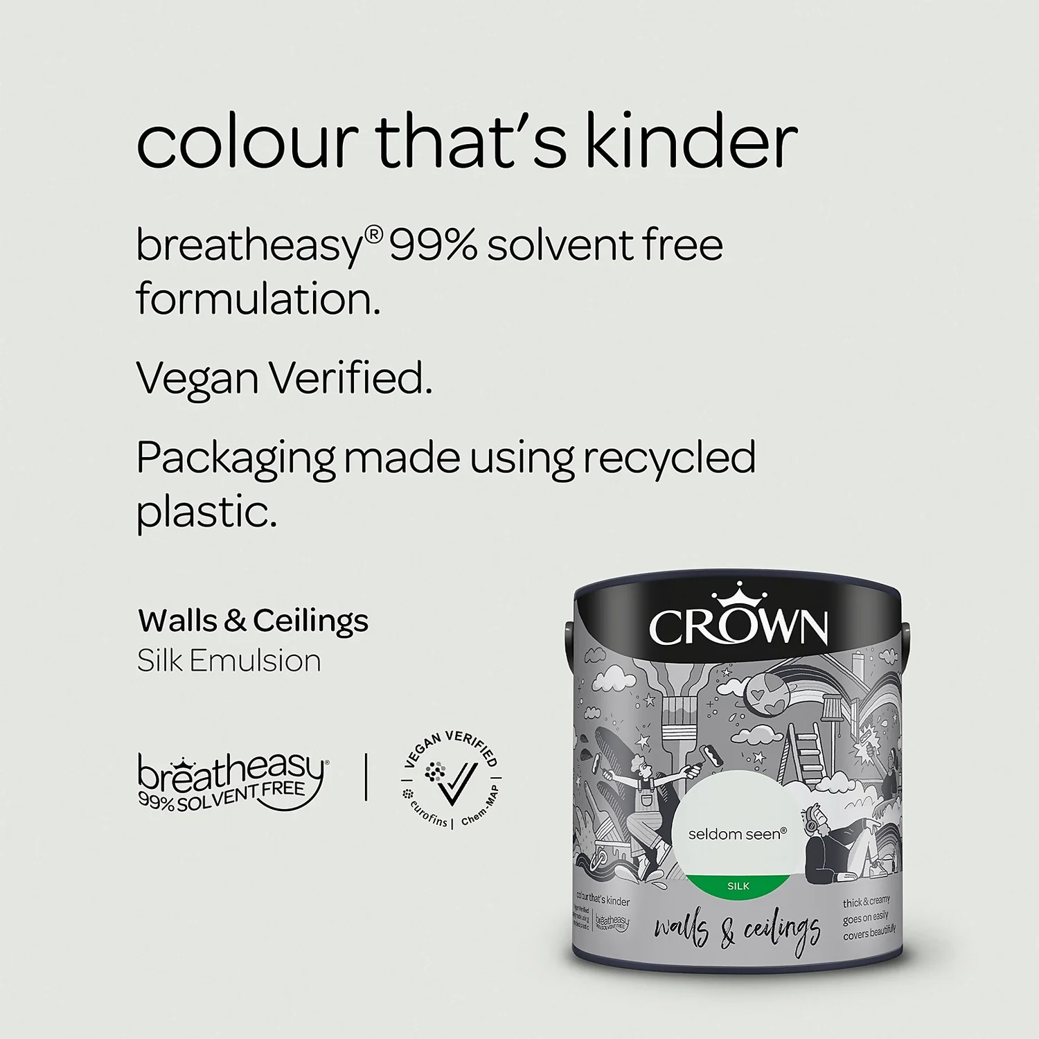Crown Walls & Ceilings Silk Emulsion Paint Seldom Seen - 2.5L 7 Crown Walls & Ceilings Silk Emulsion Paint Seldom Seen - 2.5L - Image 5