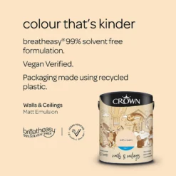 Crown Walls & Ceilings Matt Emulsion Paint Soft Cream - 5L -Crown 12810816 8584969532921886