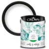 Crown Walls & Ceilings Silk Emulsion Paint Pure Brilliant White - 5L