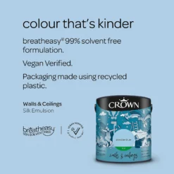 Crown Walls & Ceilings Silk Emulsion Paint Powder Blues - 2.5L -Crown 12811618 9434966162642173