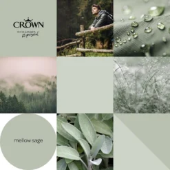 Crown Walls & Ceilings Silk Emulsion Paint Mellow Sage - 2.5L 16 Crown Walls & Ceilings Silk Emulsion Paint Mellow Sage - 2.5L -Crown 12818023 7544966163771433