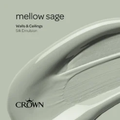 Crown Walls & Ceilings Silk Emulsion Paint Mellow Sage - 2.5L 17 Crown Walls & Ceilings Silk Emulsion Paint Mellow Sage - 2.5L -Crown 12818023 7704966163846685