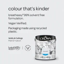 Crown Walls & Ceilings Matt Emulsion Paint Clay White - 2.5L -Crown 12819233 7374969532907210