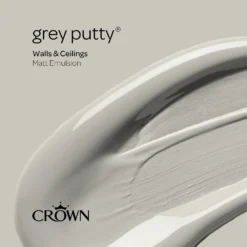 Crown Walls & Ceilings Matt Emulsion Paint Grey Putty - Tester 40ml -Crown 12819236 1974977313395186