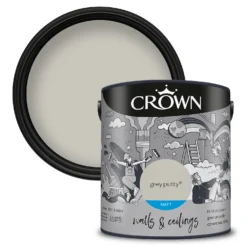 Crown Walls & Ceilings Matt Emulsion Grey Putty - 2.5L