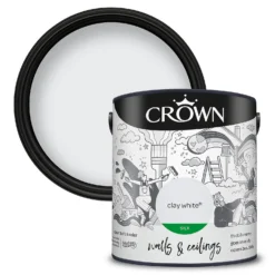 Crown Walls & Ceilings Silk Emulsion Paint Clay White - 2.5L