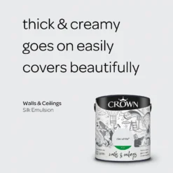 Crown Walls & Ceilings Silk Emulsion Paint Clay White - 2.5L -Crown 12819350 1694966163434032