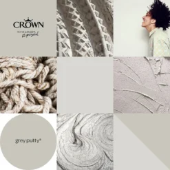 Crown Walls & Ceilings Silk Emulsion Paint Grey Putty - 2.5L -Crown 12819353 1484966166177442