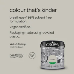 Crown Walls & Ceilings Silk Emulsion Paint Grey Putty - 2.5L -Crown 12819353 6874966166098242