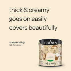 Crown Walls & Ceilings Silk Emulsion Paint Ivory Cream - 2.5L 14 Crown Walls & Ceilings Silk Emulsion Paint Ivory Cream - 2.5L -Crown 12822505 1454966163709912