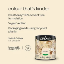 Crown Walls & Ceilings Silk Emulsion Paint Ivory Cream - 2.5L 15 Crown Walls & Ceilings Silk Emulsion Paint Ivory Cream - 2.5L -Crown 12822505 1774966163772525