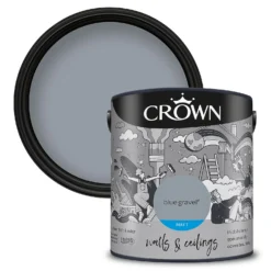 Crown Walls & Ceilings Matt Emulsion Paint Blue Gravel - 2.5L